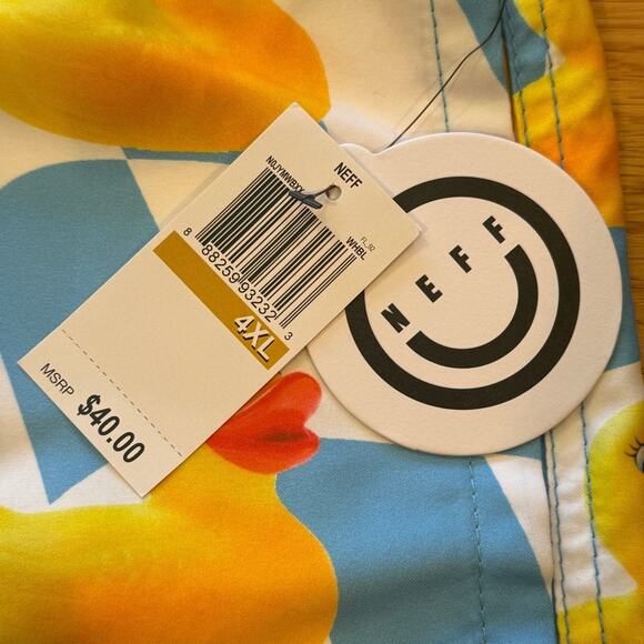 Neff Men's Checkered Ducky Blue and Yellow Board Shorts Swimwear NEW 4XL - Picture 5 of 6